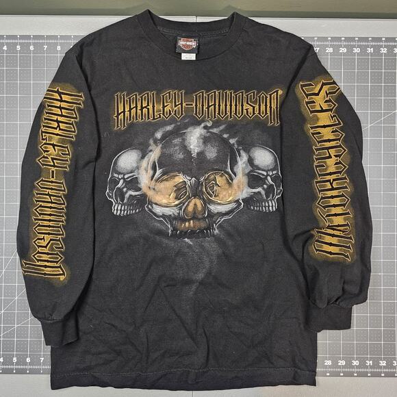 Vintage Harley Davidson Tshirt Medium Canberra Australia Skull Biker Sleeve Hit